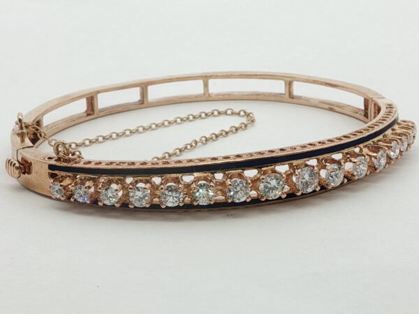 Mid-Century Diamond + Enamel Bangle - Image 2