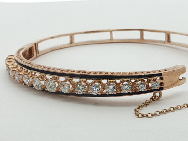 Mid-Century Diamond + Enamel Bangle - Image 4