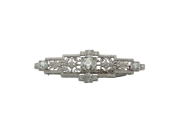 Platinum Deco Diamond Brooch