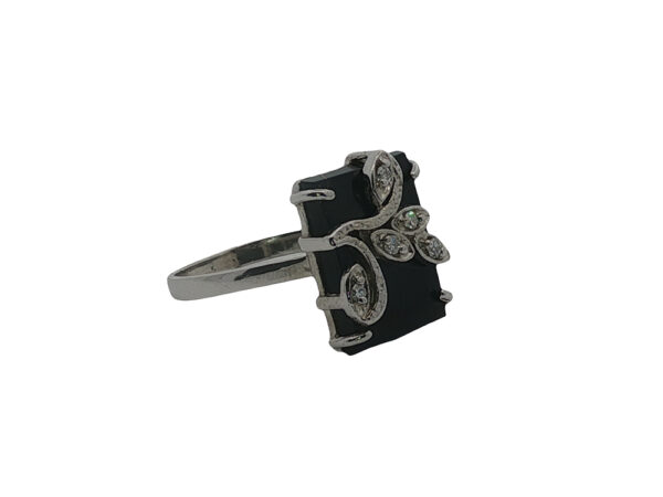 Vintage Onyx + Diamond Ring - Image 2