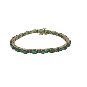14k Gold Emerald + Diamond Bracelet