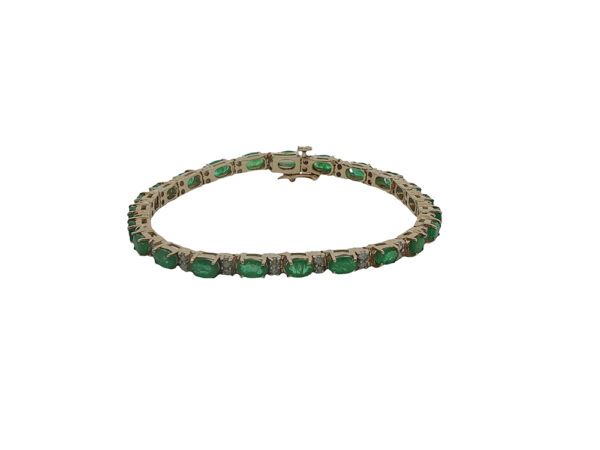 14k Gold Emerald + Diamond Bracelet