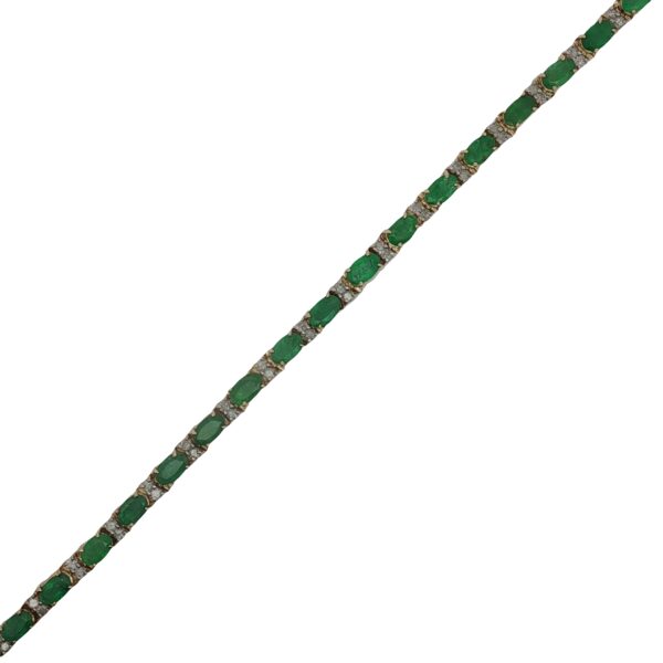 14k Gold Emerald + Diamond Bracelet - Image 3