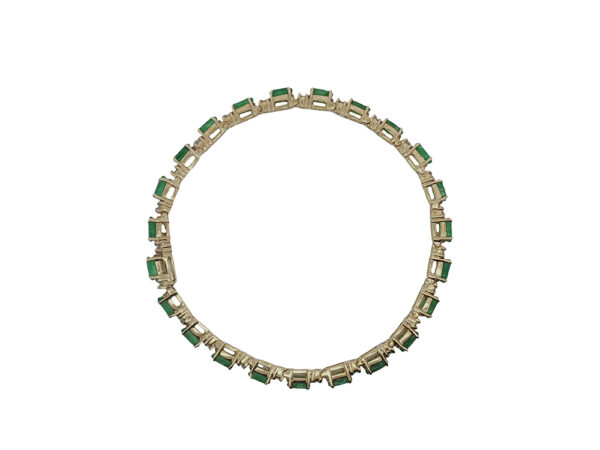 14k Gold Emerald + Diamond Bracelet - Image 4