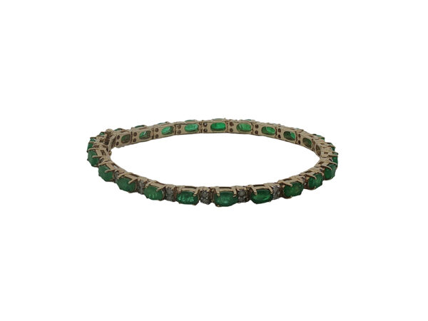 14k Gold Emerald + Diamond Bracelet - Image 5