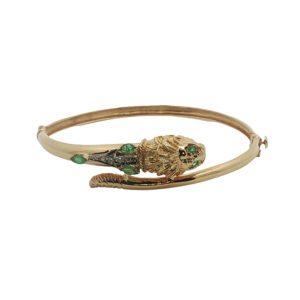 Vintage 18k Yellow Gold Lion Bangle