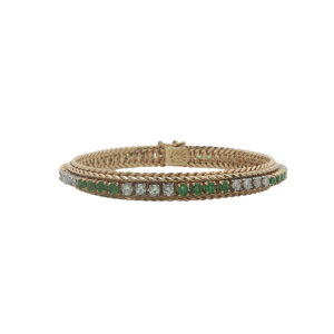 Mid-Century Emerald + Diamond Bracelet
