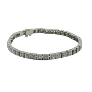 Deco-Style Diamond Tennis Bracelet