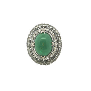 Emerald + White Sapphire Cocktail Ring