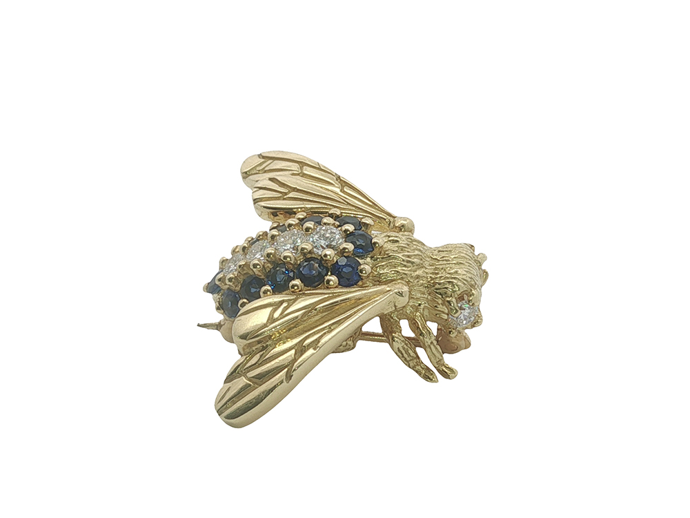 Vintage Sapphire + Diamond Bee Pin