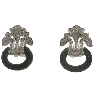 Estate Onyx + Diamond Earrings