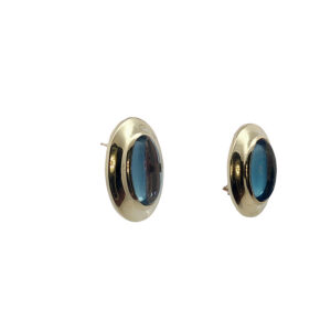 Bezel-Set Aquamarine Cabochon Earrings