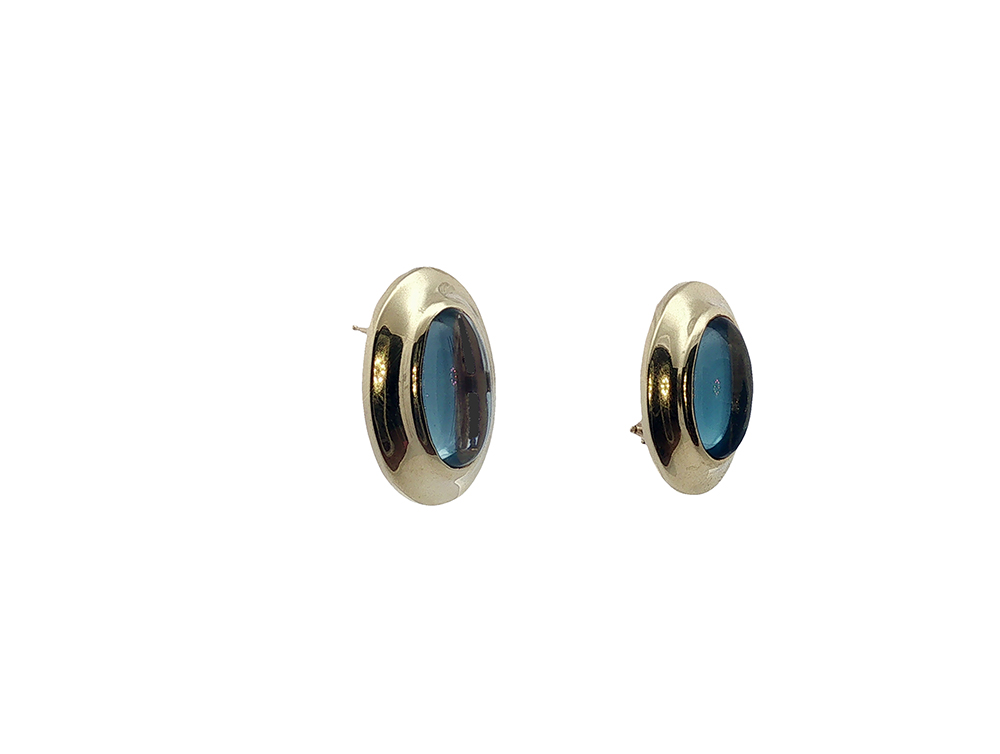 Bezel-Set Aquamarine Cabochon Earrings