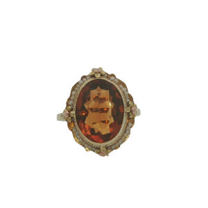 Vintage Citrine + Pearl Ring
