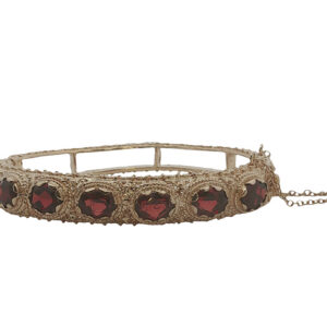 Vintage Yellow Gold Garnet Bangle