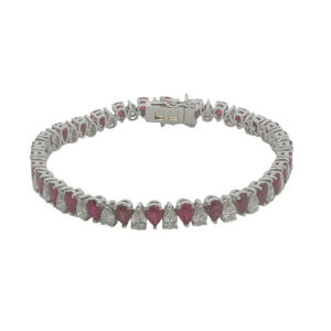 Unique Pear-Shaped Ruby + Diamond Bracelet