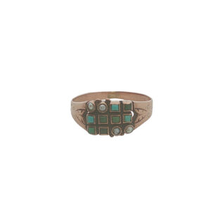 Turquoise + Pearl Checkerboard Ring