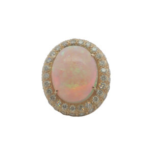 Giant 18k Gold Opal + Diamond Cocktail Ring